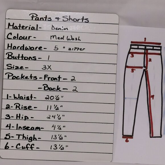 Distressed Medium Wash Denim Shorts Size 1X NWOT #106 - Picture 5 of 5